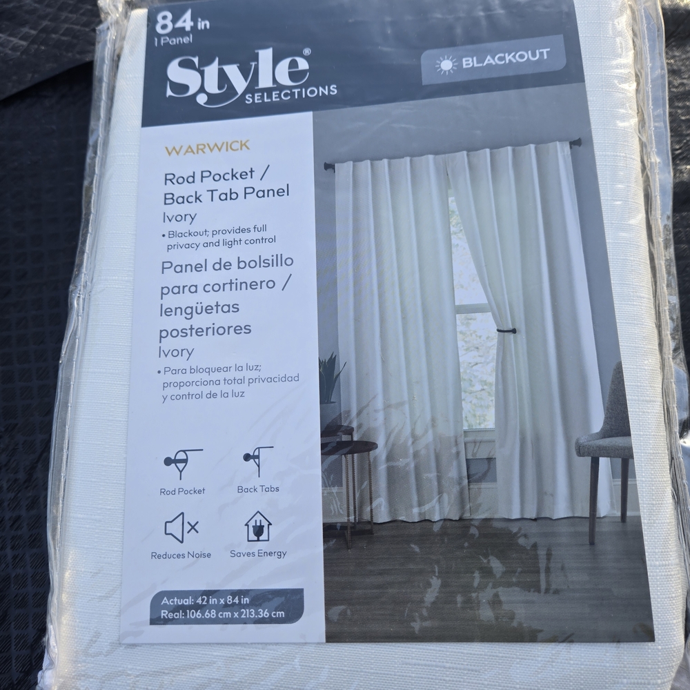 Style & Co. Ivory Rod Pocket Curtain Panel